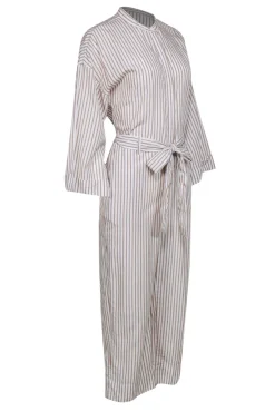 Club Monaco - White & Taupe Striped Belted Jumpsuit Sz 4