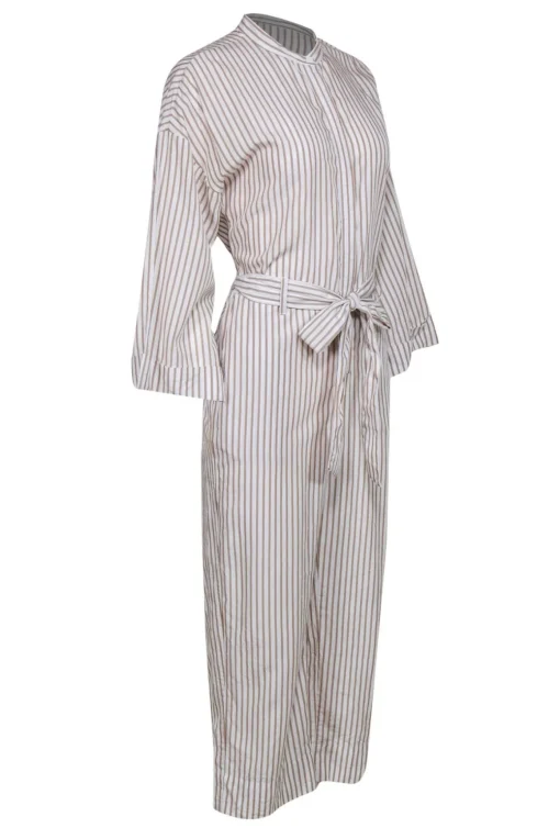 Club Monaco - White & Taupe Striped Belted Jumpsuit Sz 4