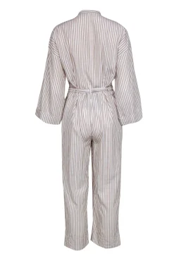 Club Monaco - White & Taupe Striped Belted Jumpsuit Sz 4