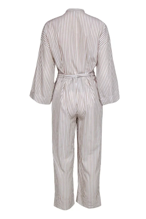 Club Monaco - White & Taupe Striped Belted Jumpsuit Sz 4