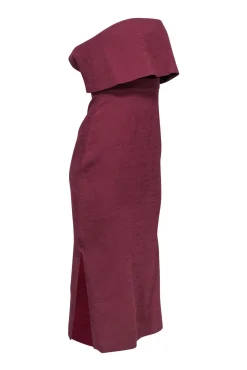 C/MEO Collective - Rust Red Ribbed Strapless Bodycon Midi Dress Sz