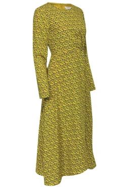 C/MEO Collective - Yellow & Blue Floral Faux Maxi Wrap Dress Sz XS