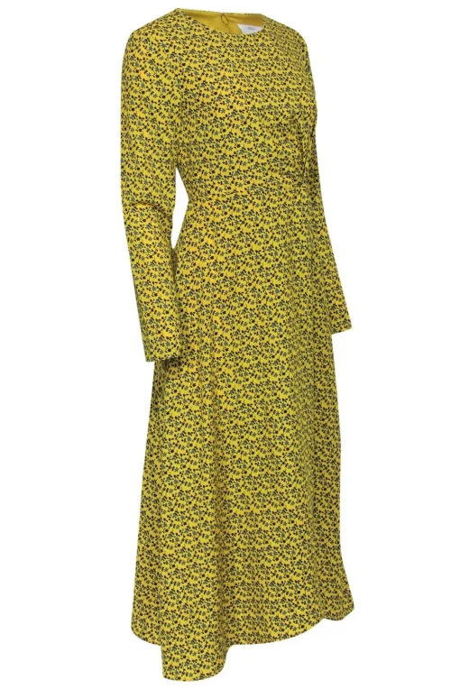 C/MEO Collective - Yellow & Blue Floral Faux Maxi Wrap Dress Sz XS