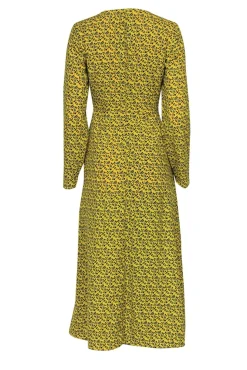 C/MEO Collective - Yellow & Blue Floral Faux Maxi Wrap Dress Sz XS