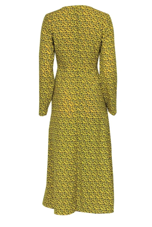 C/MEO Collective - Yellow & Blue Floral Faux Maxi Wrap Dress Sz XS