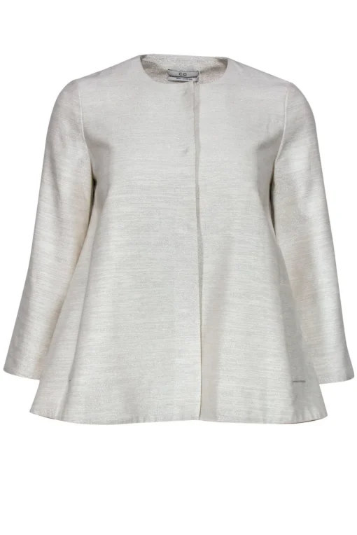 CO - Metallic White Button-Up Blazer Sz XS