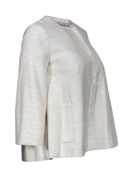 CO - Metallic White Button-Up Blazer Sz XS