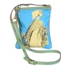 Coach - Aqua Blue & Yellow Print Crossbody w/ Green Leather Trim