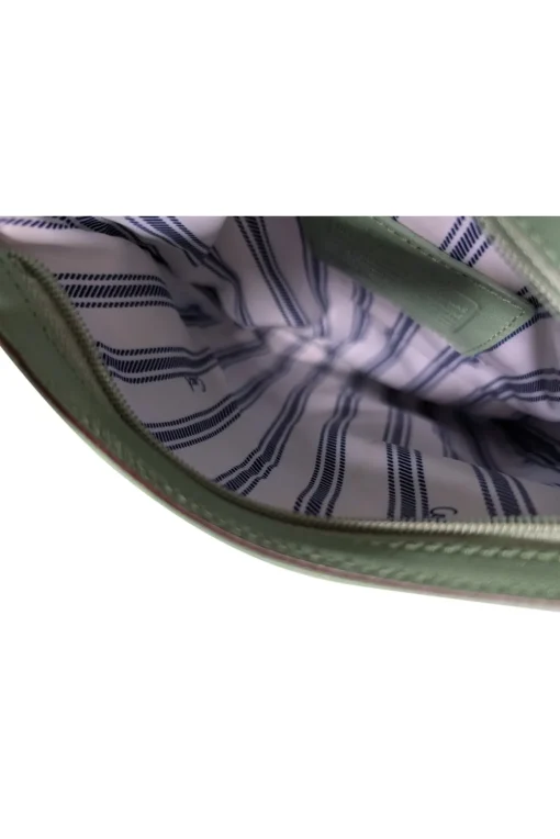 Coach - Aqua Blue & Yellow Print Crossbody w/ Green Leather Trim