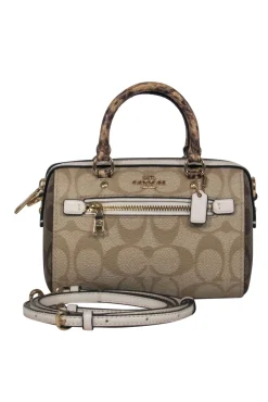 Coach - Beige & Brown Mini Monogram Crossbody Satchel