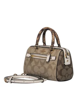 Coach - Beige & Brown Mini Monogram Crossbody Satchel