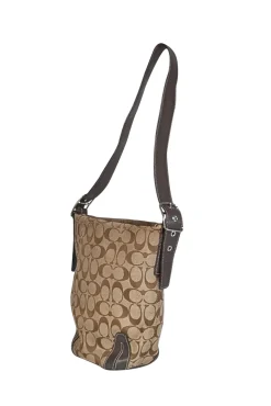 Coach - Beige & Brown Monogram Canvas Shoulder Bag