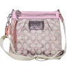 Coach - Beige & Pink Poppy Logo Canvas Crossbody Bag