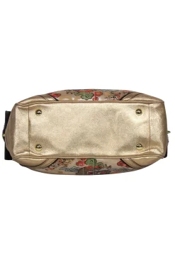 Coach - Beige Dragon Chinoiseries Satin Handbag w/ Mink Fur Trim