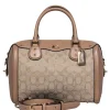 Coach - Beige Monogram Print Convertible Satchel