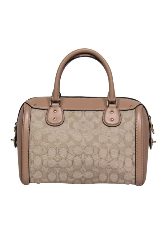 Coach - Beige Monogram Print Convertible Satchel