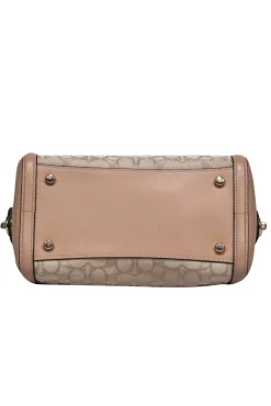 Coach - Beige Monogram Print Convertible Satchel