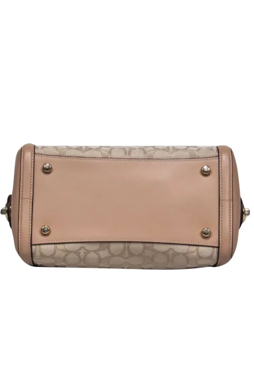 Coach - Beige Monogram Print Convertible Satchel