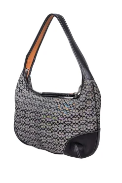 Coach - Black & Grey Monogram Shoulder Bag w/ Leather Trim