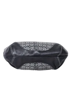 Coach - Black & Grey Monogram Shoulder Bag w/ Leather Trim