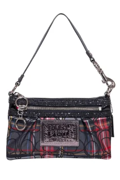 Coach - Black & Red Plaid Monogram Mini Bag
