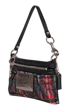 Coach - Black & Red Plaid Monogram Mini Bag