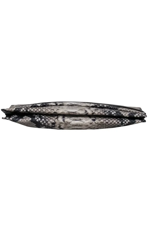 Coach - Black & Tan Snakeskin Foldover Clutch