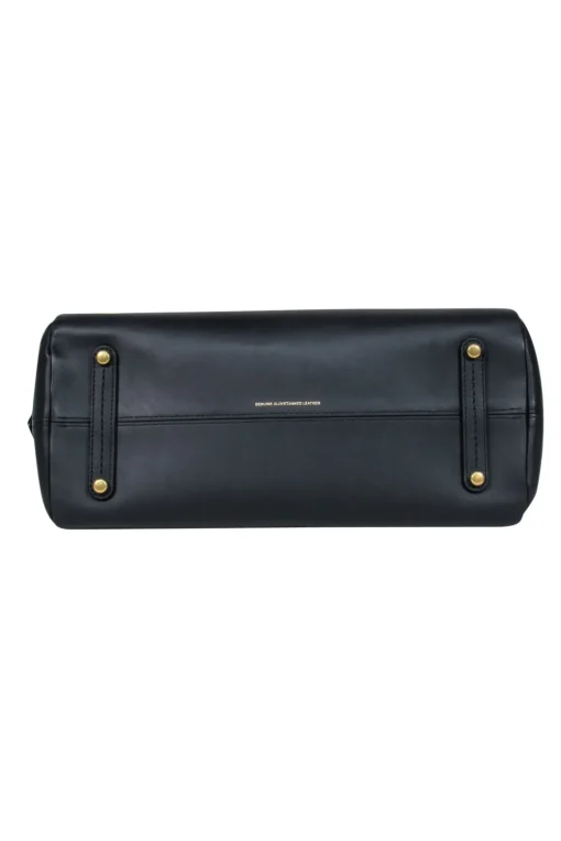 Coach - Black Leather Convertible Structured "Mason" Satchel w/ Snakeskin Trim