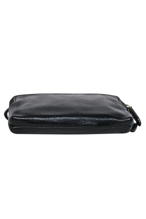 Coach - Black Leather Mini Zippered Wristlet