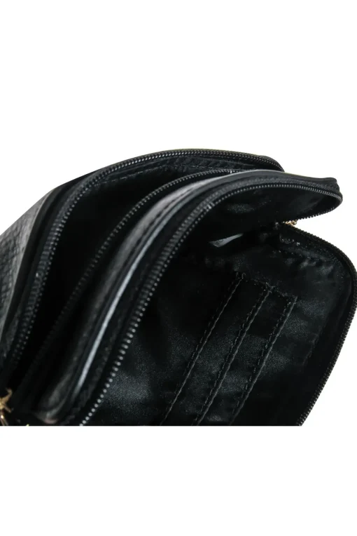 Coach - Black Leather Mini Zippered Wristlet