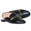 Coach - Black Leather Mule Loafer w/ Gold Logo Chain Sz 6.5