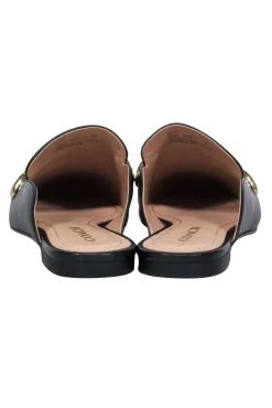 Coach - Black Leather Mule Loafer w/ Gold Logo Chain Sz 6.5