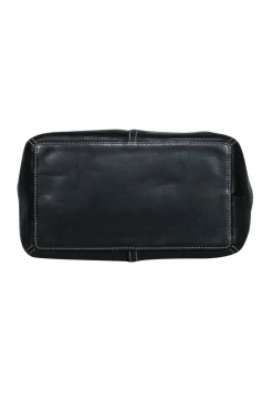 Coach - Black Leather Shoulder Bag w/ White Stitching