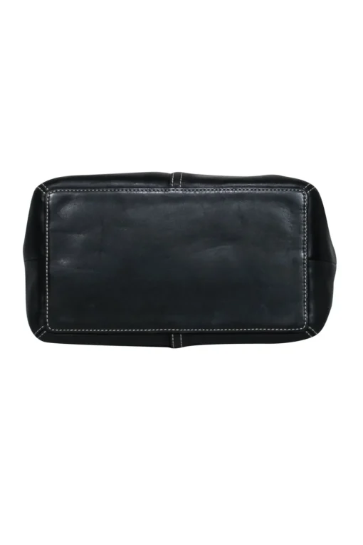 Coach - Black Leather Shoulder Bag w/ White Stitching