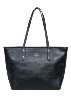 Coach - Black Pebbled Leather Tote Bag