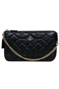 Coach - Black Quilted Chain Strap Shoulder Bag