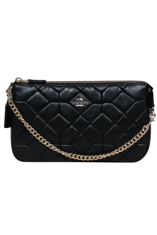 Coach - Black Quilted Chain Strap Shoulder Bag
