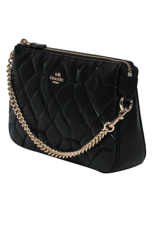 Coach - Black Quilted Chain Strap Shoulder Bag