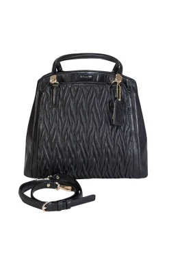 Coach - Black Textured Leather Satchel Bag