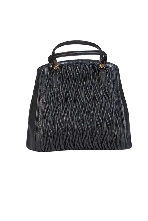 Coach - Black Textured Leather Satchel Bag