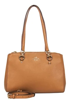 Coach - Brown Leather Convertible Shoulder Bag w/ Multiple Pockets