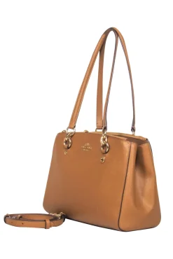 Coach - Brown Leather Convertible Shoulder Bag w/ Multiple Pockets