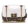 Coach - Cream & Tan Monogram Lock front Crossbody Bag