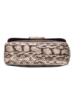 Coach - Cream & Tan Monogram Lock front Crossbody Bag