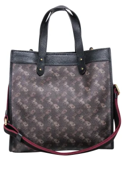 Coach - Dark Brown Field Tote With Horse & Carriage Print
