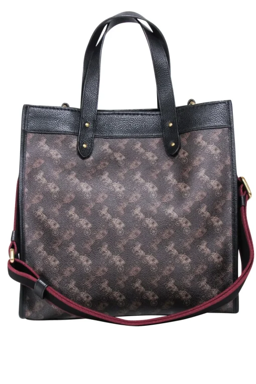 Coach - Dark Brown Field Tote With Horse & Carriage Print