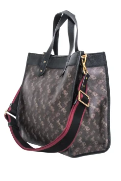 Coach - Dark Brown Field Tote With Horse & Carriage Print