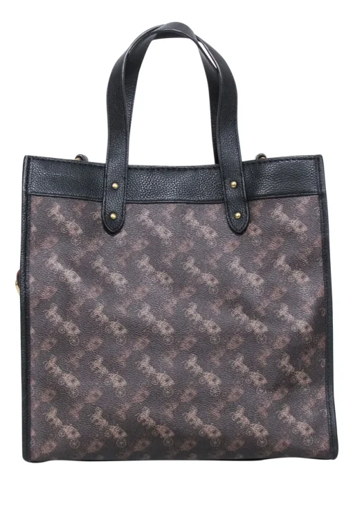 Coach - Dark Brown Field Tote With Horse & Carriage Print