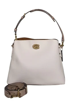 Coach - Ivory Pebbled Leather "Willow" Shoulder bag w/ Beige Straps