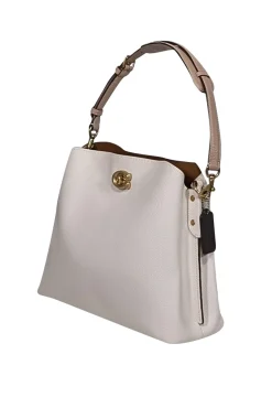 Coach - Ivory Pebbled Leather "Willow" Shoulder bag w/ Beige Straps